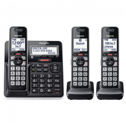 Telefone Sem Fio Panasonic KX-TGF973B Preto/Prata com 3 Handsets, Bloqueio Avançado de Chamadas, Link2Cell Bluetooth, Alerta Contra Golpes