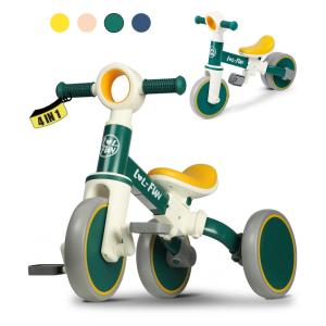 Bicicleta sem Pedal Infantil com 3 Rodas para Crianças de 1 a 4 Anos, LOL FUN, Verde