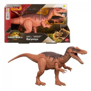 Dinossauro articulado Mattel Jurassic World Rebirth Wild Roar Baryonyx com ataque pela cauda, rugido e integração digital via app