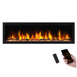 Lareira Elétrica Linear PuraFlame Preta Inteligente com 9 Cores de Chama e Controle por Voz 152,4 cm 120V