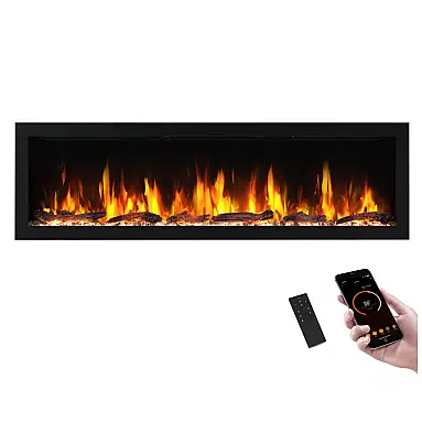 Lareira Elétrica Linear PuraFlame Preta