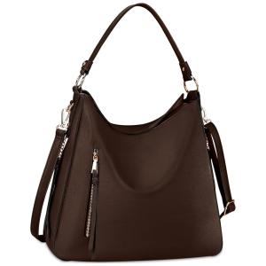 Nubily Bolsa Feminina de Ombro em Couro Sintético Impermeável, Marrom