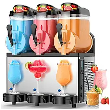 Máquina de Slush Raspadinha SOZT Inox Triplo Tanque 36L Comercial 115V