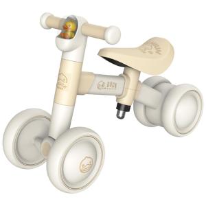 Bicicleta sem Pedal com Assento Ajustável e 4 Rodas para Crianças de 1 a 3 Anos, Luddy, Branco