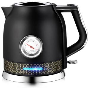 Chaleira Elétrica 1.7L com Controle de Temperatura e Cronômetro Embutido, 110v, KICHELE, Preto