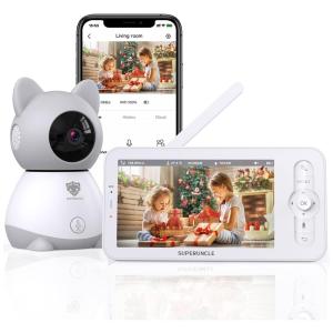 Babá Eletrônica SUPERUNCLE Monitor com Câmera de 12cm HD 1080p e Visão Noturna Alcance de 304M
