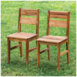 Guidecraft Acadia - Conjunto de 2 Cadeiras Infantis para Área Externa em Madeira Acácia, Altura de Assento 36 cm - Móveis Montessorianos