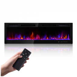 Lareira Elétrica RealSmart 152,4 cm com Aquecedores Inserts Montados na Parede, 750W/1500W, Embutidos na Parede com Controle Remoto, Timer