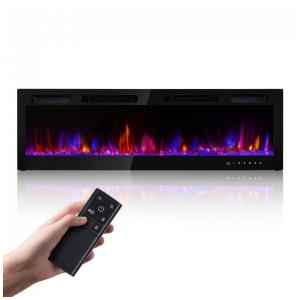 Lareira Elétrica RealSmart 152,4 cm com Aquecedores Inserts Montados na Parede, 750W/1500W, Embutidos na Parede com Controle Remoto, Timer