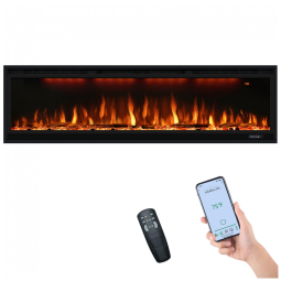 Lareira Elétrica de Embutir A43x158L com Controle Remoto, 110V 1500W, Dreamflame, Preta