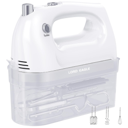 Batedeira de Mão 5 Velocidades, com 4 Acessórios, Aço Inoxidável 400W, 110v, LORD EAGLE CX 6661 5, Branco