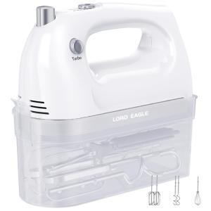 Batedeira de Mão 5 Velocidades, com 4 Acessórios, Aço Inoxidável 400W, 110v, LORD EAGLE CX 6661 5, Branco
