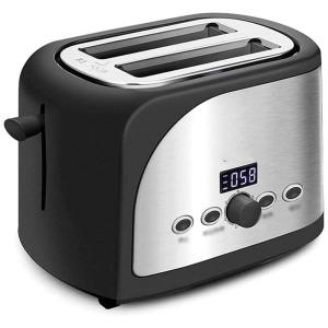 DHZYY Torradeira Elétrica 2 Fatias com Tela LCD e 6 Níveis de Tons, 680W, 110v, DHYY, Preto