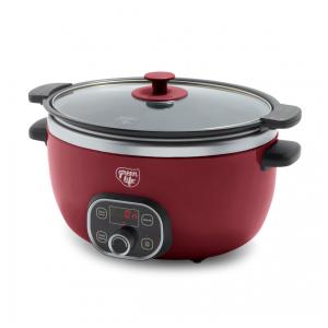 Panela de Cozimento Lento GreenLife 5,68 litros Vermelha, Revestimento Interno Removível de Cerâmica Antiaderente sem PFAS, Programável