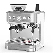 Máquina de Café Expresso 15 Bar com Vaporizador de Leite, Moedor Embutido, Desligamento Automático e Tanque de Água Removível de 2,5L, 110V