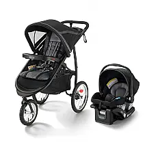 Cadeirinha Graco FastAction Fold Sistema de Viagem Preta Infant Seat e Carrinho 3 Rodas