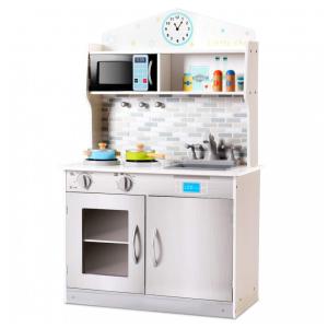 Cozinha de Brinquedo Realista em Madeira para Crianças de 3 Anos ou Mais, Costzon, Prata