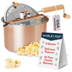 Panela de Pipoca Estufa Whirley Pop Original Wabash Valley Farms Cobre Aço Inox 5,7 L Manual Fogão