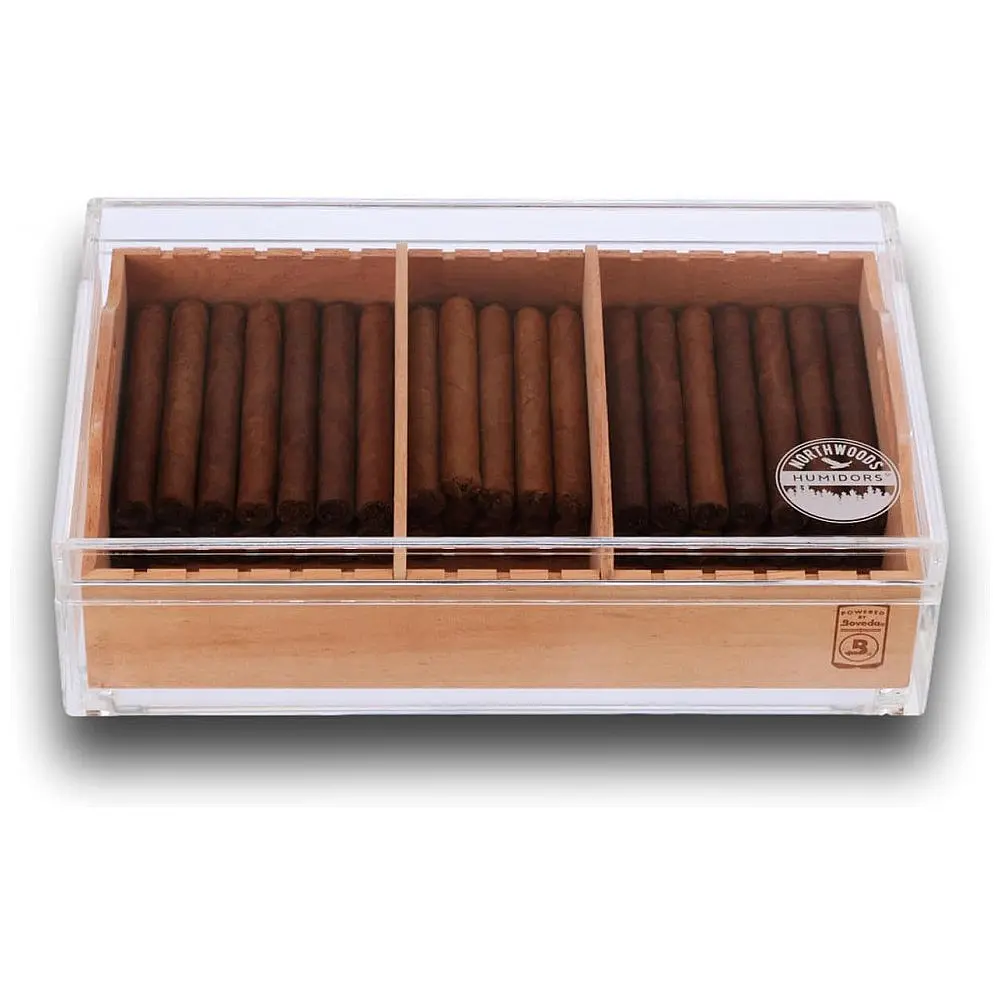 Humidor para Charutos Northwoods Acrílico Transparente 75 Unidades com Sistema Boveda — foto 2