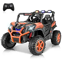 Carro Elétrico Infantil Jeep UTV 24V 2 Lugares Assento 50cm, 4 Amortecedores, Música, Luzes LED, Controle Remoto - Laranja
