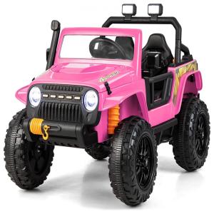 Carrinho Elétrico Infantil 2 Assentos com Controle Remoto e Suspensão, 12V, Costzon, Rosa