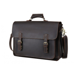 Bolsa Maleta de Couro Unissex para Laptop, UBANT, Marrom