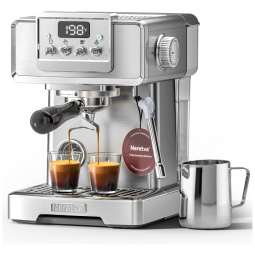 Máquina de Café Expresso 15 Bar com Display LCD, Vaporizador de Leite, Tanque de Água de 1,7L, Modo Manual e Automático, 110V 1450W