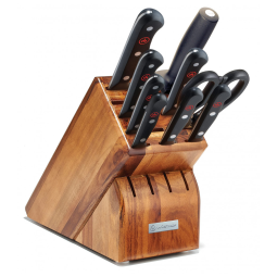 Conjunto de Facas WSTHOF em Aço Inoxidável com Afiador Embutido e Bloco de Bancada 10 Peças, Preto