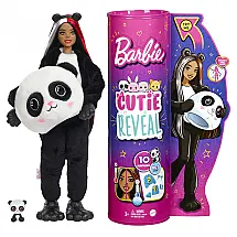 Cutie Revelação com Fantasia de Panda e 10 Surpresas Incluindo 1 Mini Pet com Mudança de Cor, BARBIE HHG22, Preto