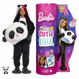 Cutie Revelação com Fantasia de Panda e 10 Surpresas Incluindo 1 Mini Pet com Mudança de Cor, BARBIE HHG22, Preto