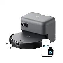Robô Aspirador eufy C10 Preto com Base de Esvaziamento Automático Ultra Slim 7,2cm LiDAR 4000Pa 120V
