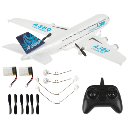 A380 Avião de Controle Remoto 2.4G Design 2CH, Idade Recomendada 14, PLRB TOYS, Branco