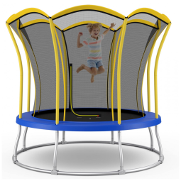 Trampolim ao ar livre Goplus 8FT 10FT, trampolim aprovado pela ASTM com formato de flor exclusivo, rede de gabinete, almofada de segurança