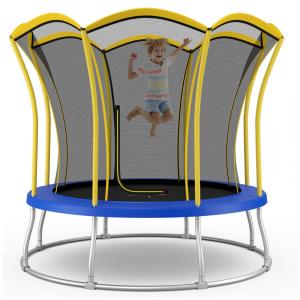Trampolim ao ar livre Goplus 8FT 10FT, trampolim aprovado pela ASTM com formato de flor exclusivo, rede de gabinete, almofada de segurança