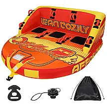 Boia Rebocável Aquática para 3 Pessoas com Saco de zenamento e Válvula Boston, Affordura, Amarelo e Laranja