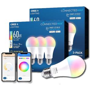 Lâada LED Colorida Inteligente Wi Fi, Controle de Voz, 6 Un, CREE LIGHTING CMA19 60W AL 9ACK MP, Rosa