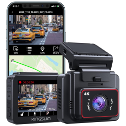 Kingslim D5 Câmera Veicular Full HD 2160p, 30fps, com GPS, Gravação 4K Ultra HD, Wi Fi, Preta