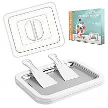 Placa para Sorvete Rolado CAYOREPO Verde Aço Inox 304 com Tampa e 2 Espátulas Manual 26 x 21 x 3,3 cm
