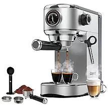Máquina de Café Expresso 15 Bar COSIKIE com Vaporizador, Aço Inoxidável 1450W 110V Prata