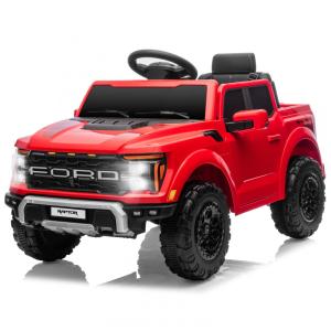 Mini Carro Elétrico Licenciado Ford F150 Raptor 12V p/ Crianças c/ Controle Remoto, Luzes LED, MP3, Caçamba, Cinto de Segurança -