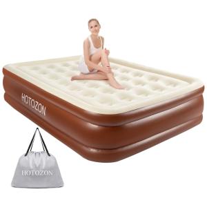Colchão Inflável Casal com Bomba Embutida, Para até 300KG, HOTOZON, Dourado