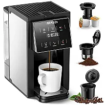 Cafeteira Elétrica AIRMSEN Preta 2L 3 em 1 Com Moedor Integrado Cápsulas e Pó Touchscreen 1000W 110V