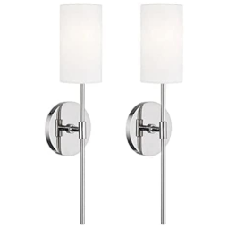 Conjunto de Luminária de Parede Sem Fio com 2 Peças, Estilo Moderno, Bateria Recarregável e Controle Remoto, 110V vsGotber, Prata