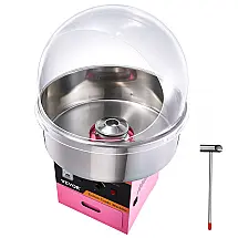 Máquina de Algodão Doce VEVOR Rosa 1000W Tampa Tigela Inox Colher Gaveta 110V