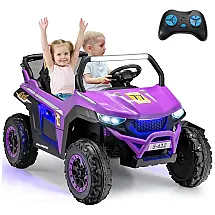 Carro Elétrico Infantil Jeep 12V, 2 Lugares, Controle Remoto, Suspensão, Bluetooth/FM, Partida Suave - Roxo