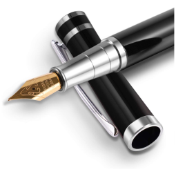 Caneta Tinteiro com Escrita Suave Ponta Média e Estojo, BEILUNER GB 000, Preto