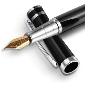 Caneta Tinteiro com Escrita Suave Ponta Média e Estojo, BEILUNER GB 000, Preto