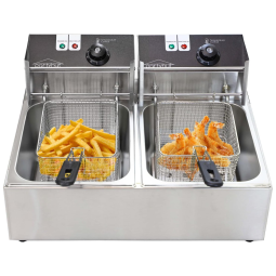 Fritadeira Elétrica Dupla Profissional 20 Litros de Capacidade, Aço Inoxidável, 110V 3400W, PartyHut