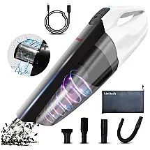 Aspirador de Pó Automotivo Portátil Sucção e Sopro Separação de Poeira Carro Casa USB, KIMITECH, Branco