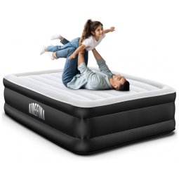 Colchão Inflável Casal com Bomba Embutida, Para até 300KG, Airefina, Branco e Preto